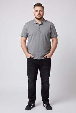 Armani Exchange Men's Gray Short Sleeve Polo Shirt with Logo Placket